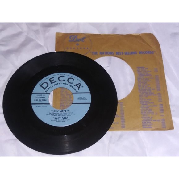 DECCA Crazy Otto Zippy Bouncy Medley 45 Promo Record Zip A Dee Do Dah Coconuts - Picture 3 of 7